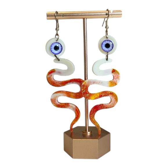Artisan Snake Third Eye Earrings Witchy Mystical Goth - Picture 1 of 4